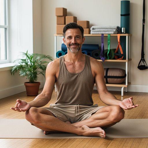 Hombre realizando una postura de cuadro que activa los músculos de las piernas y glúteos.